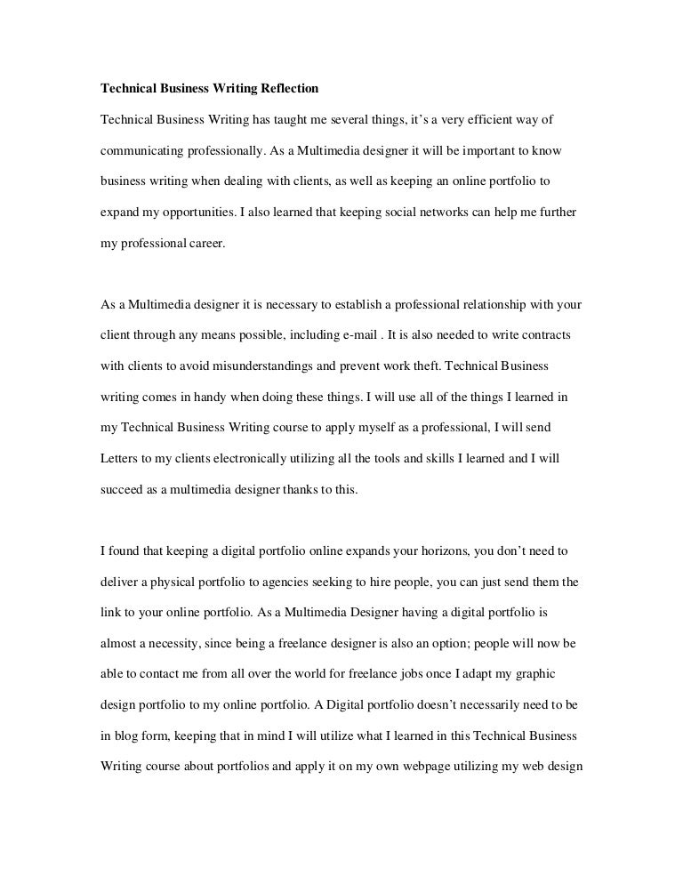 reflective letter introduction reflection business writing